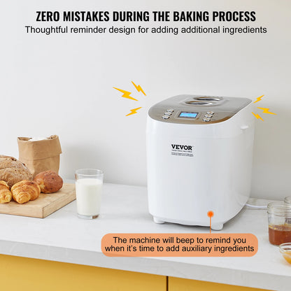 SucceBuy 2/3 LB Bread Maker 15-in-1 | Nonstick Ceramic Pan, Gluten-Free, Automatic Dough Machine