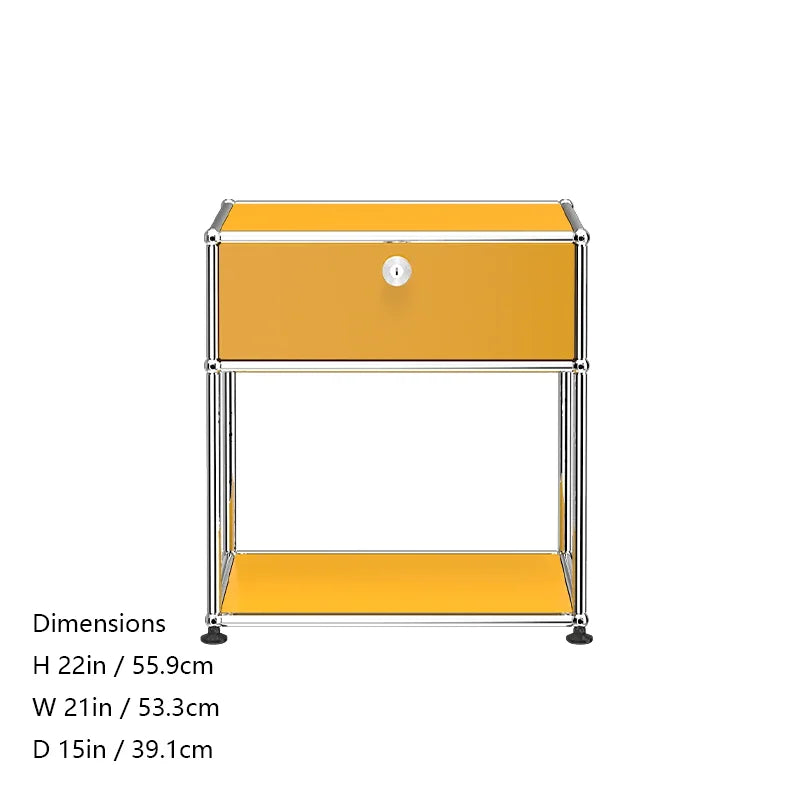 Stainless steel R.E.D. Shopping nightstands with storage cabinets, modern bedroom furniture for living room or bedroom use.