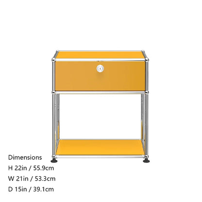 Stainless steel R.E.D. Shopping nightstands with storage cabinets, modern bedroom furniture for living room or bedroom use.