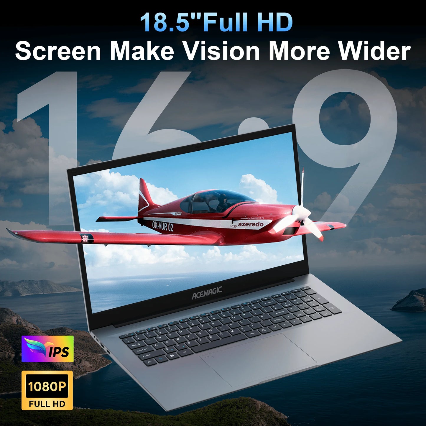 KAMRUI 18.5" Laptop — Intel N150 Quad-Core, 16GB DDR4, 512GB M.2 SSD, 8000mAh Battery, Windows 11 Pro