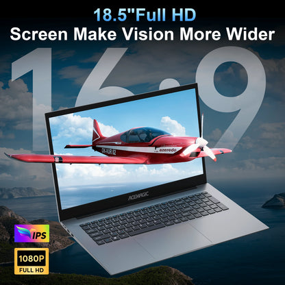 KAMRUI 18.5" Laptop — Intel N150 Quad-Core, 16GB DDR4, 512GB M.2 SSD, 8000mAh Battery, Windows 11 Pro