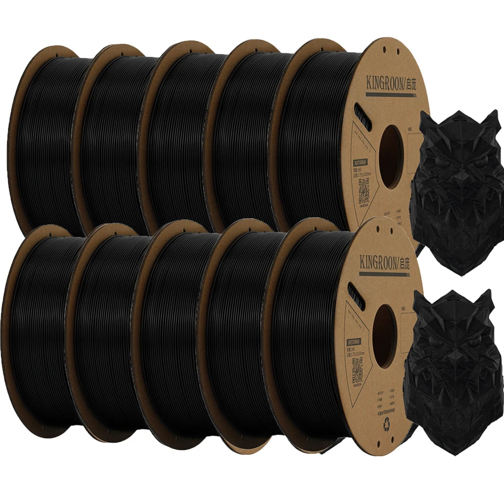 KINGROON PLA Filament 1.75mm – 5 or 10 Rolls, Mixed Colors, No Bubble