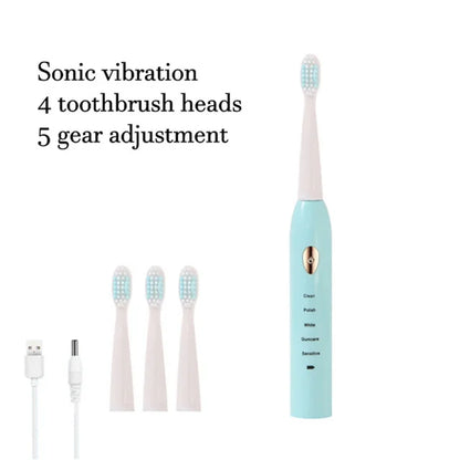 Rechargeable electric toothbrush with five modes, waterproof design, and 30-day battery life, from R.E.D. Shopping.