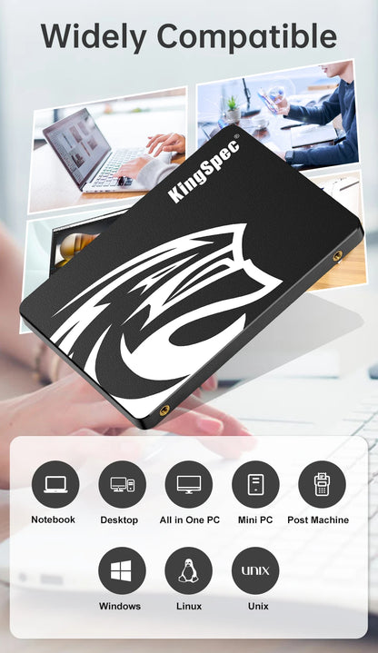 KingSpec SSD 2.5" SATA3 | 64GB–2TB | Internal Solid State Drive | For Laptop & Desktop PC