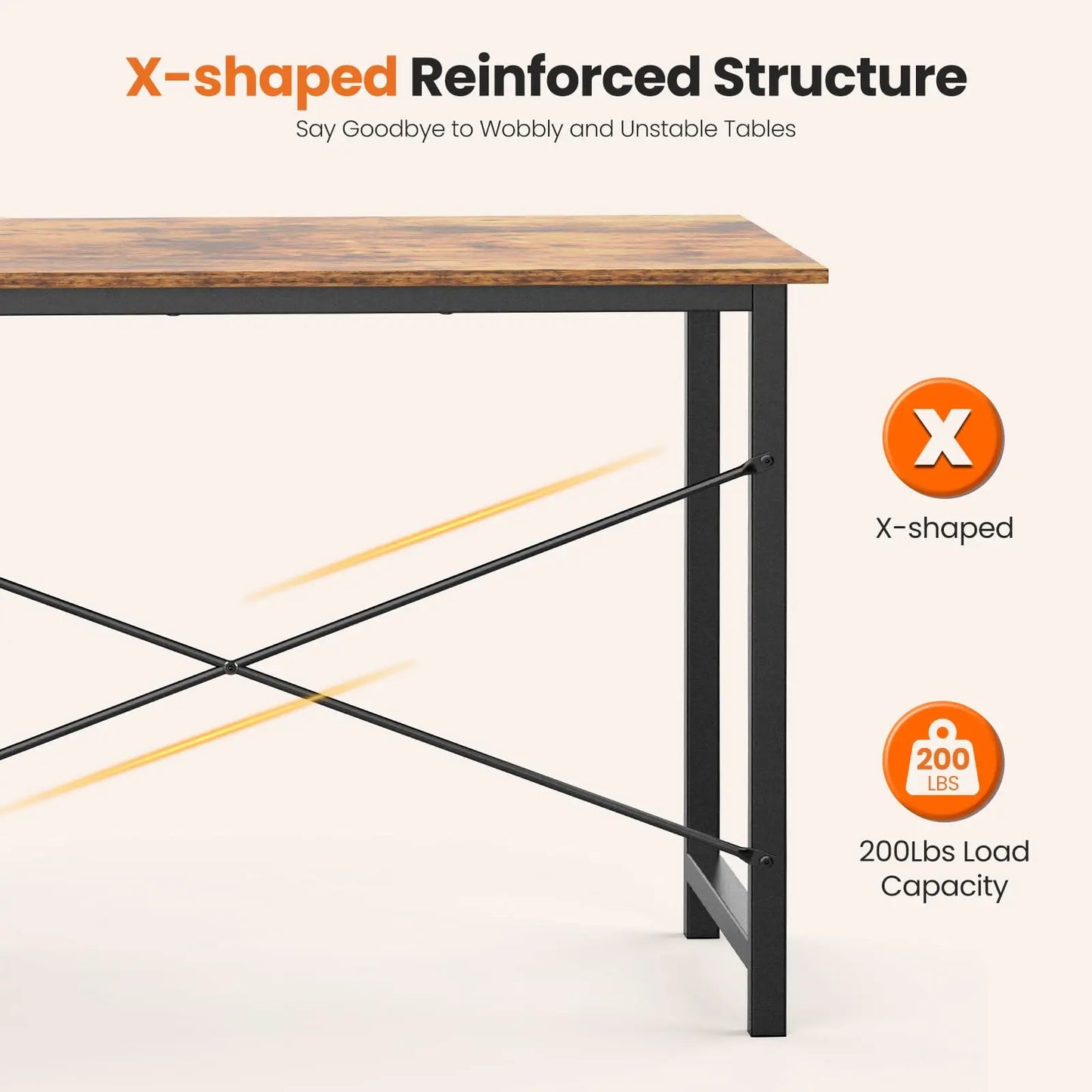 JHK Computer Desk with 2 Fabric Drawers | 40" & 47" Reversible Storage