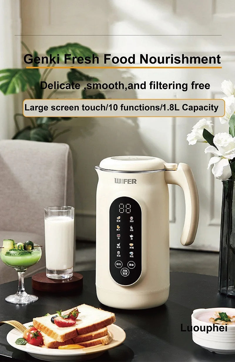 1.8L Soymilk Maker & Electric Juicer – 800W, 12h Appointment, Auto Keep Warm, Rice Paste & Food Wall Breaker | 220V
