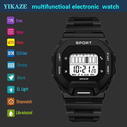 YIKAZE Men's LED Digital Sport Watch – Waterproof, Outdoor Adventure, Multifunctional