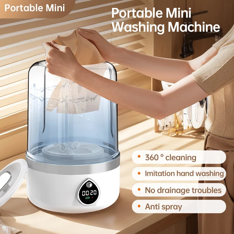 Mi Portable Mini Washing Machine 1.5L — Wireless Underwear & Socks Cleaner, LED Laundry Bucket