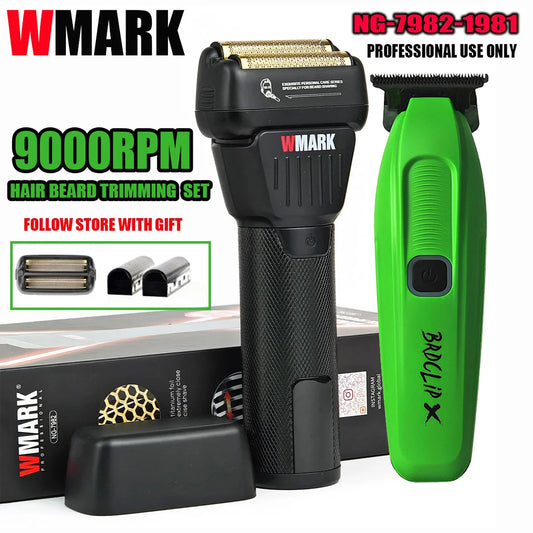 WMARK Men's Professional Electric Hair Clipper & Shaver Set – 9000RPM, 2000mAh, Wet/Dry, Salon Use