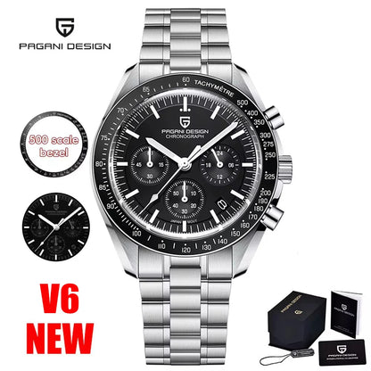 PAGANI DESIGN V5 Moon Men's Watch – Luxury Quartz Chronograph, Waterproof, Stainless Steel, 2026