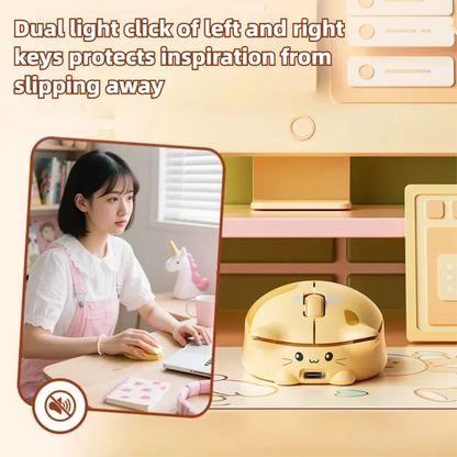 INPHIC Kalo Cute Cat Bluetooth Wireless Mouse – Silent, 2400 DPI, Rechargeable, for PC & iPad