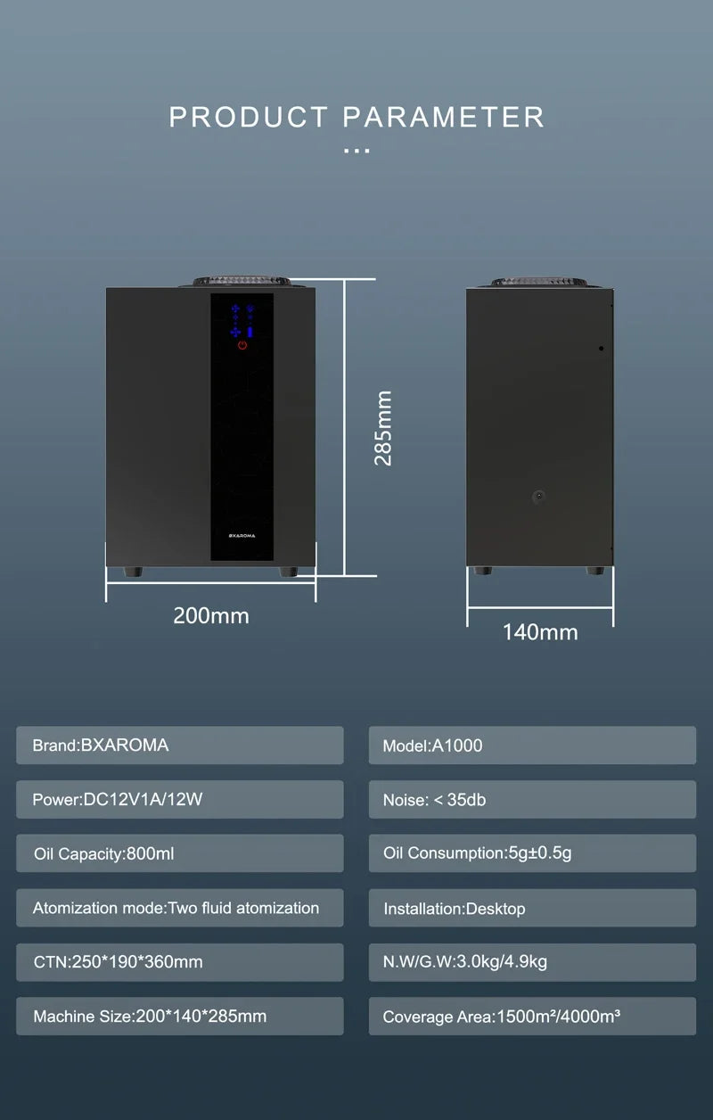 GRTCO A1000 HVAC Scent Diffuser 800ml – APP Control, WiFi & Bluetooth, Hotel Air Machine