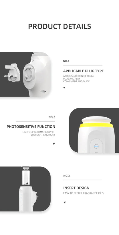 Wall Plug Aroma Diffuser 300m³ — Waterless, Smart Scent Machine, Electric Room Fragrance Diffuser