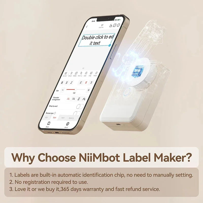 Niimbot D110 Portable Mini Label Printer – Thermal, Inkless, Bluetooth, UV