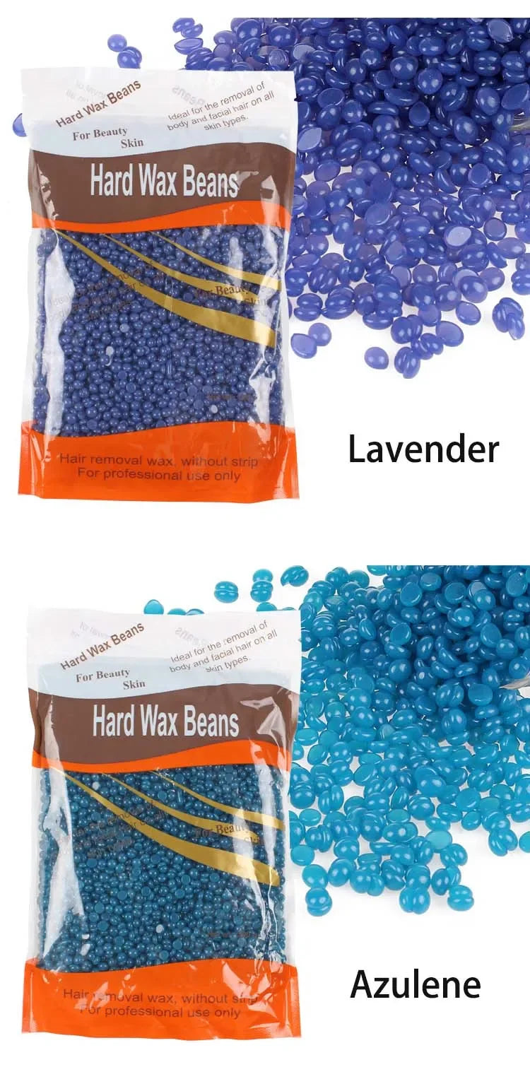 R.E.D. Shopping hard wax beans for hair removal, in 500g, 200g, and 50g packages, ready for professional waxing treatments.