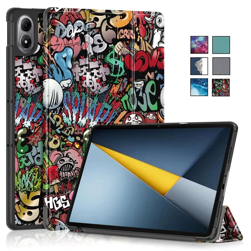 Fashion Print Magnetic Smart Stand PU Leather Case for Xiaomi Poco Pad M1 12.1" 2025