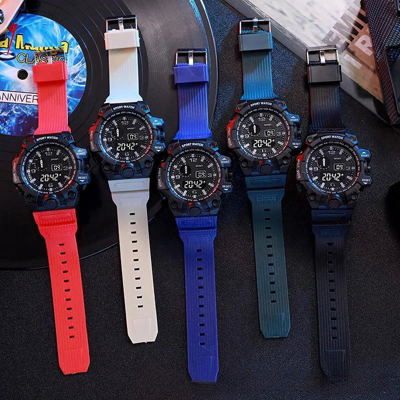 Men's R.E.D. Shopping sports electronic wristwatch with large dial, waterproof design, luminous display, and alarm function.