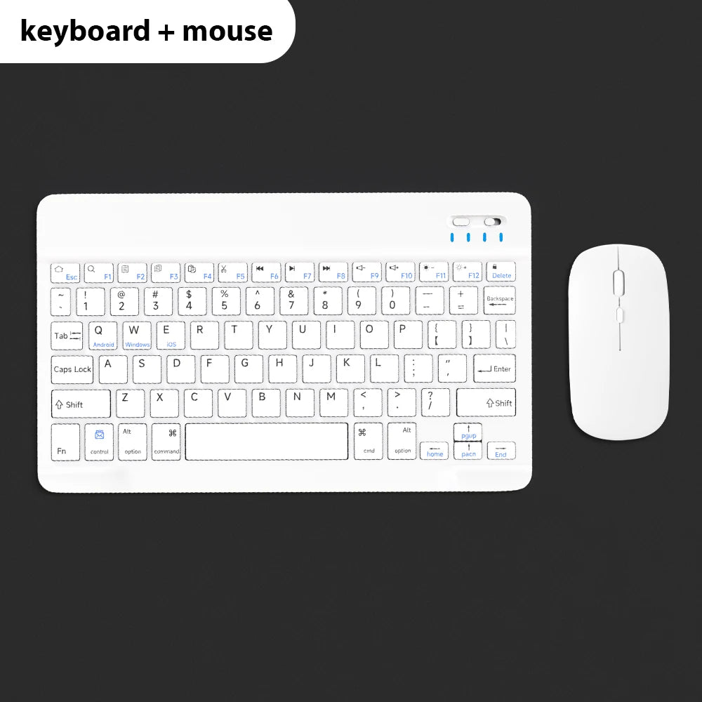 Wireless R.E.D. Shopping Bluetooth keyboard and mouse set for iPad, tablet, Android, and Windows devices, with sleek black design.