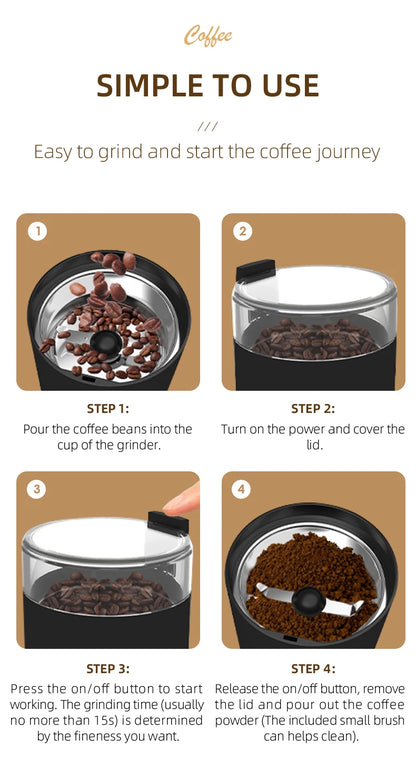 KIRAINAFLY 200W Multifunctional Coffee Bean Grinder – Blade Grinder for Home