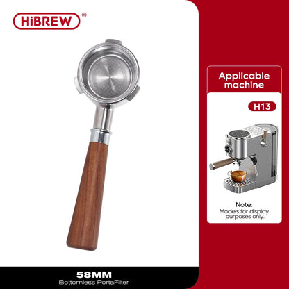 HiBREW Bottomless Portafilter 51mm / 58mm | Filter Basket | H10A / H10B / H7A / H10 Plus / H11 / H13 Compatible