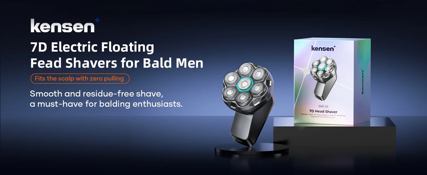 Kensen S32 7D Electric Head Shaver for Men – 8100/8500RPM, IPX6, USB-C, Magnetic Head, 120min