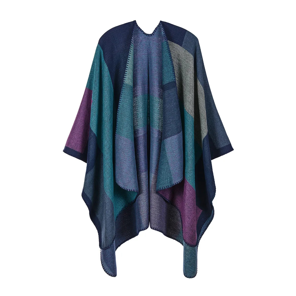 Soft beige imitation cashmere poncho scarf for women, stylish winter shawl and wrap from R.E.D. Shopping.
