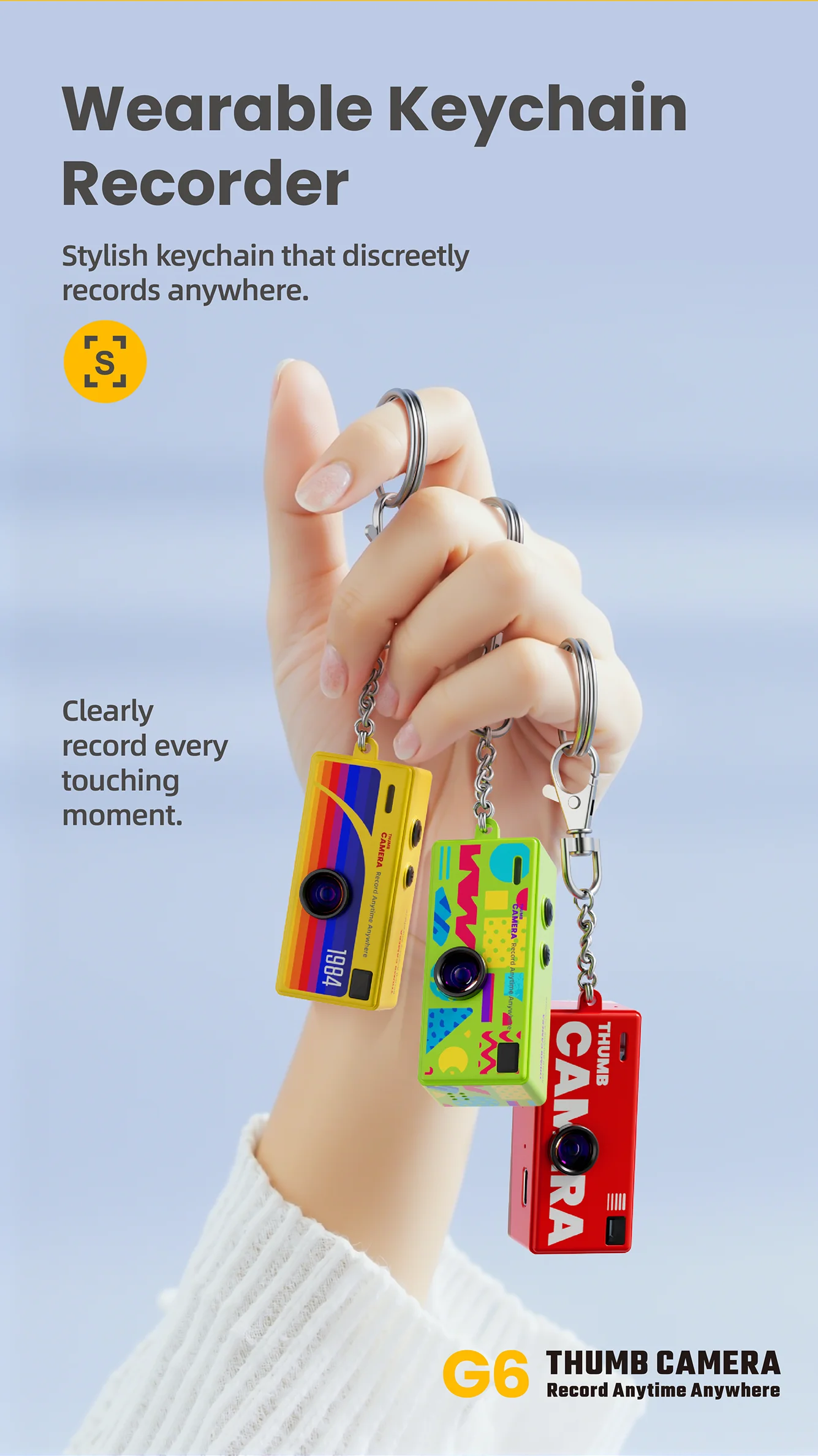 Portable Mini Thumb Camera 1080P FHD – 130° Wide-Angle, Autofocus, Fill Light, TFT LCD Screen