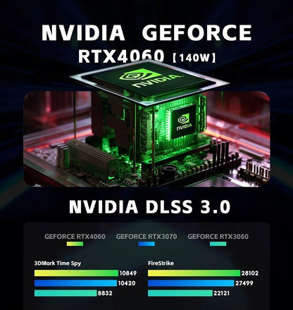Gaming Laptop 16" — Intel i9-12900H, RTX 4060 8G, Up to 64GB DDR5, 4TB SSD, WiFi 6, Windows 11