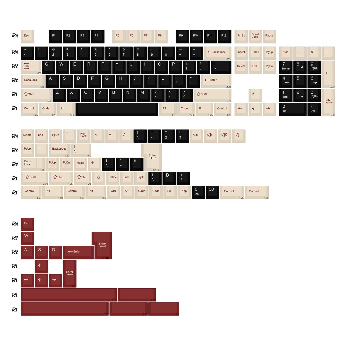 KBDiy Rome Set 174-Key Cherry Profile PBT Double Shot Keycaps – Jade Translucent for Mechanical Keyboards