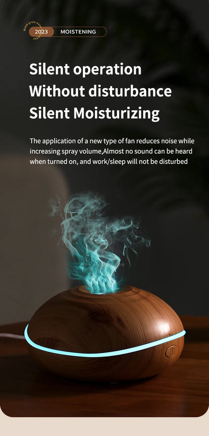 HLCOME Ultrasonic Aroma Diffuser – 200ml Wood Grain, 7 Color LED, Remote Control, Essential Oil Humidifier for Home & Bedroom