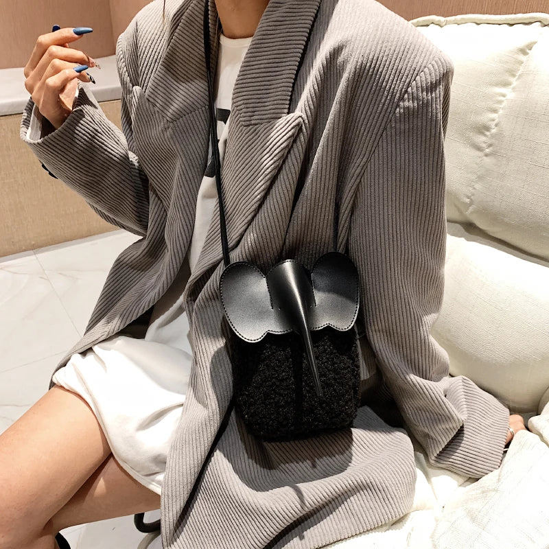 Corduroy Elephant Phone Bag – Luxury Bucket Shoulder Purse for Women