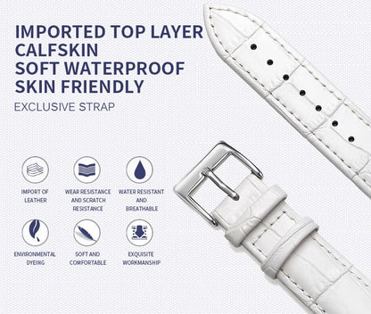 Premium Genuine Leather Watch Strap | 12–24mm, 9 Colors + Tool