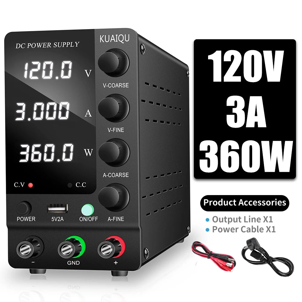 KUAIQU Adjustable DC Lab Bench Power Supply (30V–120V)