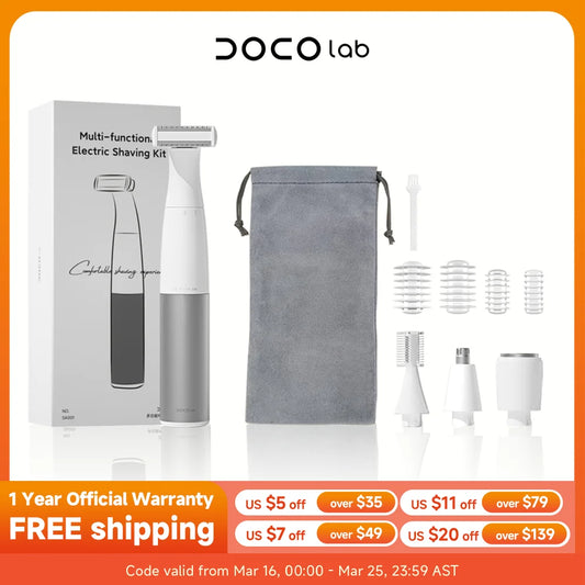 DOCO LAB 4-in-1 Electric Epilator & Hair Removal Trimmer – Cordless, Painless, Body & Bikini, Gift for Men & Women