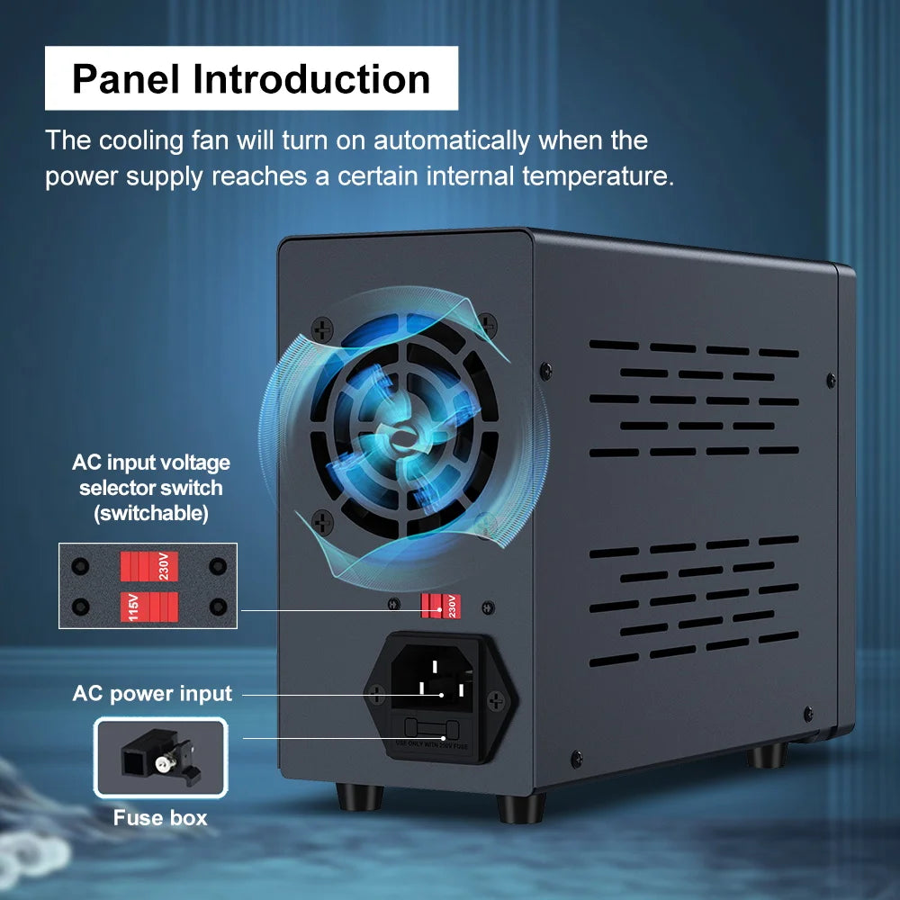 Wanptek Adjustable DC Lab Bench Power Supply – 30V/10A, 60V/5A, 120V/3A