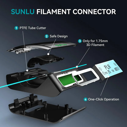 SUNLU Filament Splicer & Connector 1.75mm – 200pcs, PLA/PETG/TPU/ABS/Nylon