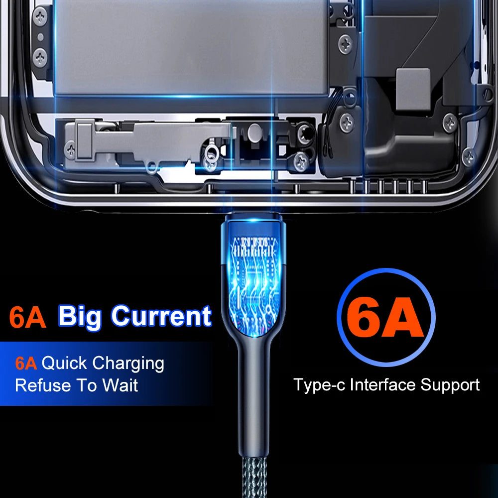 5A USB to Type-C Fast Charging Cable – Nylon Braided, for iPhone, Samsung, Xiaomi, Huawei