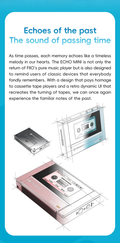 FiiO Echo Mini HiFi Bluetooth MP3 Player – 15Hrs, 3.5mm & 4.4mm Output, Pure Music