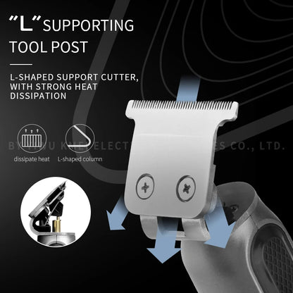 Kemei Professional Cordless Hair Trimmer with titanium blade for precise hair cutting, black and silver design.