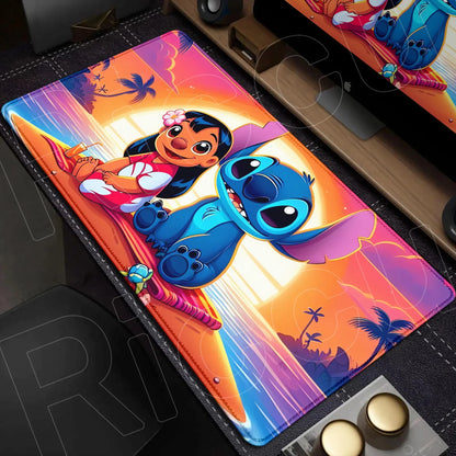Cute Anime XXL Gaming Mouse Pad – Kawaii Stitch Design, Lock Edge, Non-Slip Rubber