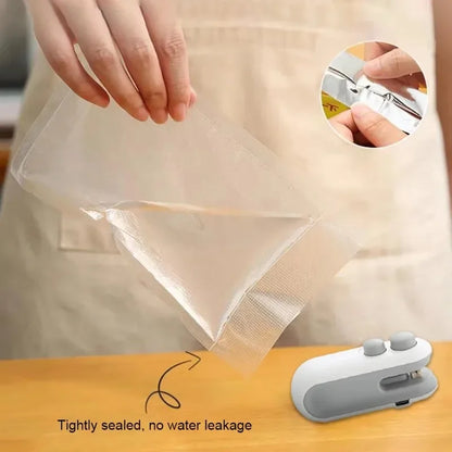 2-in-1 Rechargeable Mini Bag Sealer with Cutter | Portable Thermal Sealer | Food Storage