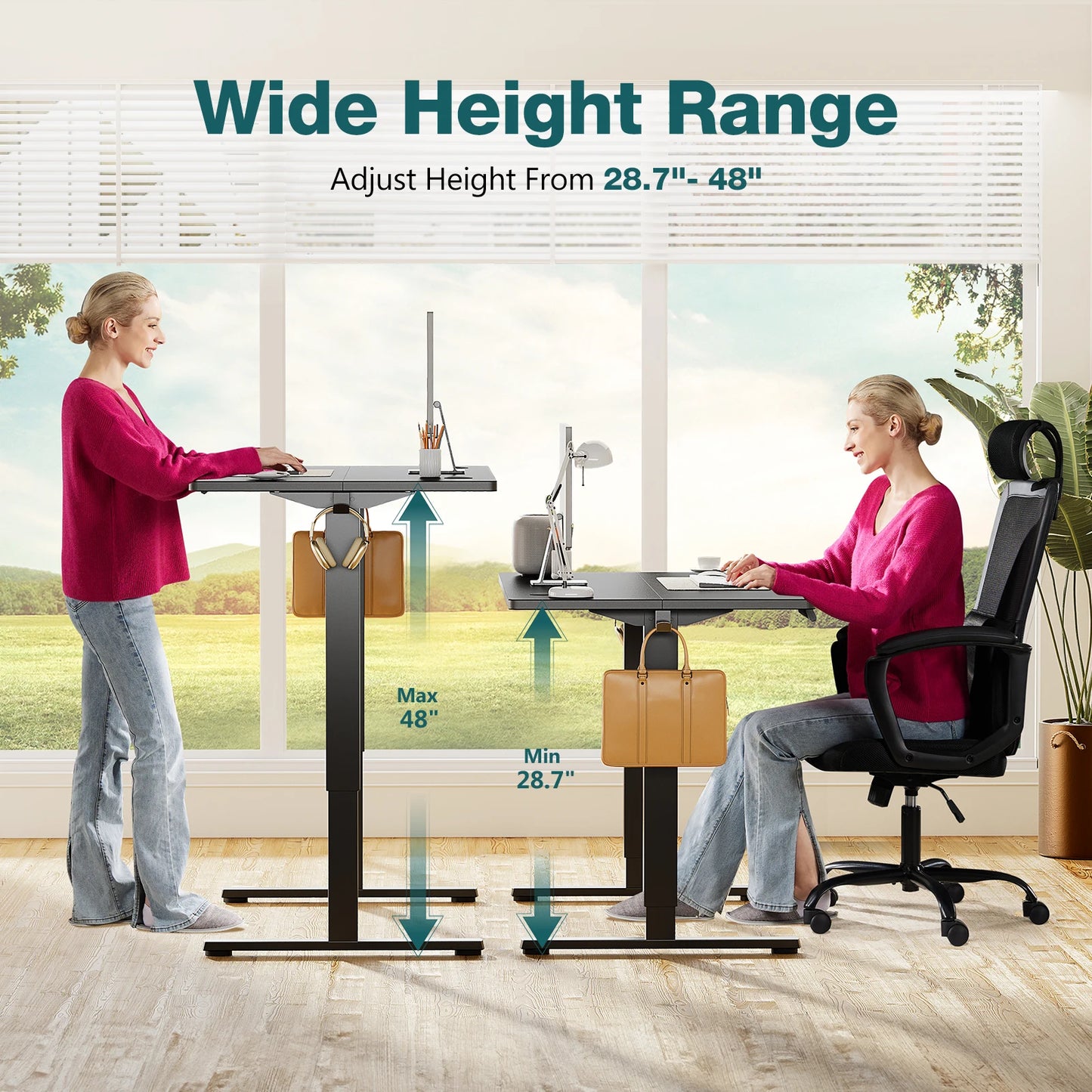 JHK Electric Height Adjustable Standing Desk – Ergonomic Sit-Stand Home Office