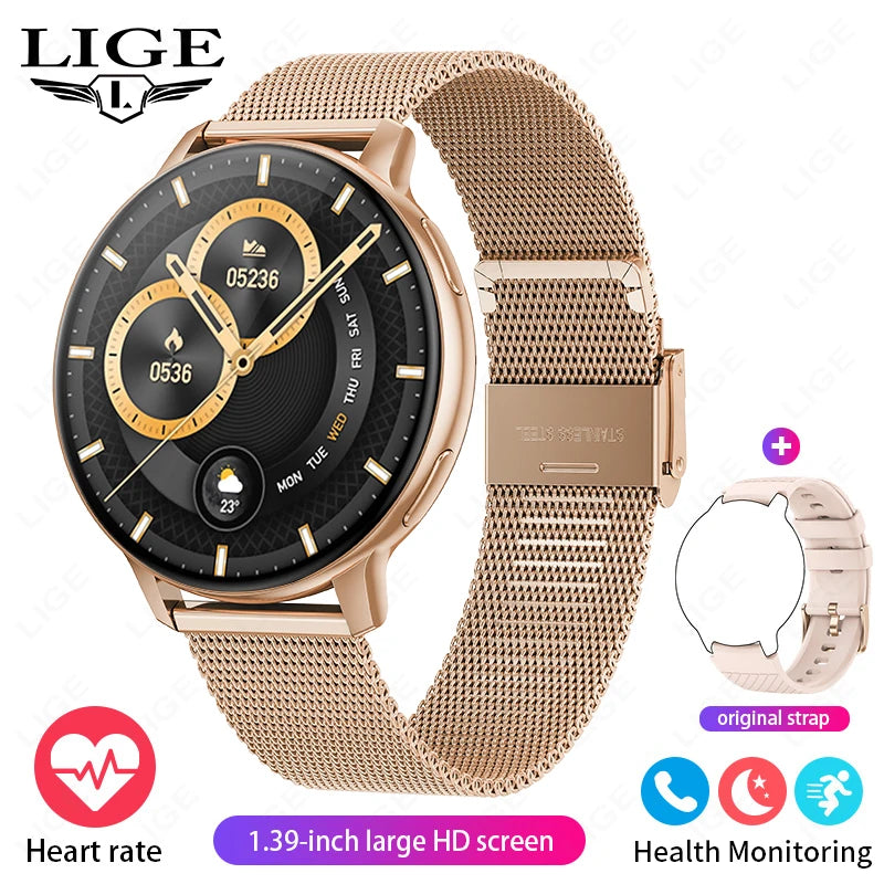 LIGE Bluetooth Smart Watch for Women – Custom Dial, Sport Fitness Tracker, iOS & Android (2026)