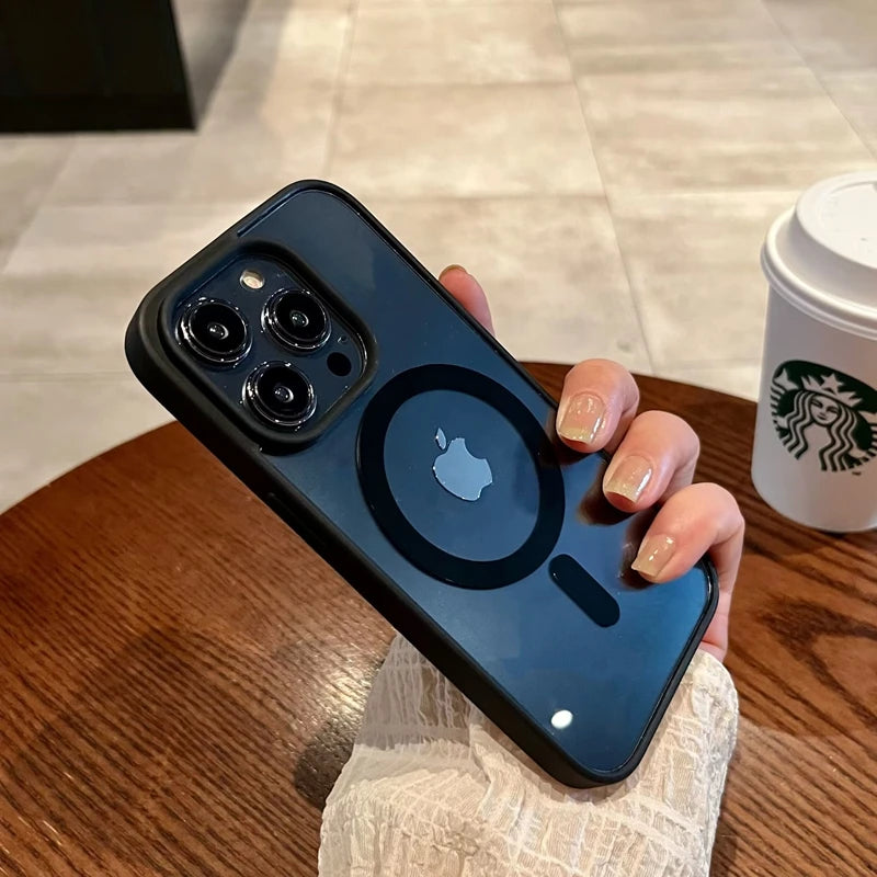 Luxury Transparent Magnetic iPhone Case | MagSafe Wireless Charging, Shockproof Bumper for iPhone 11-16 Pro Max