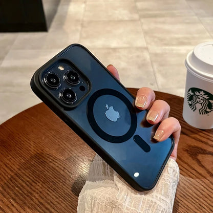 Luxury Transparent Magnetic iPhone Case | MagSafe Wireless Charging, Shockproof Bumper for iPhone 11-16 Pro Max
