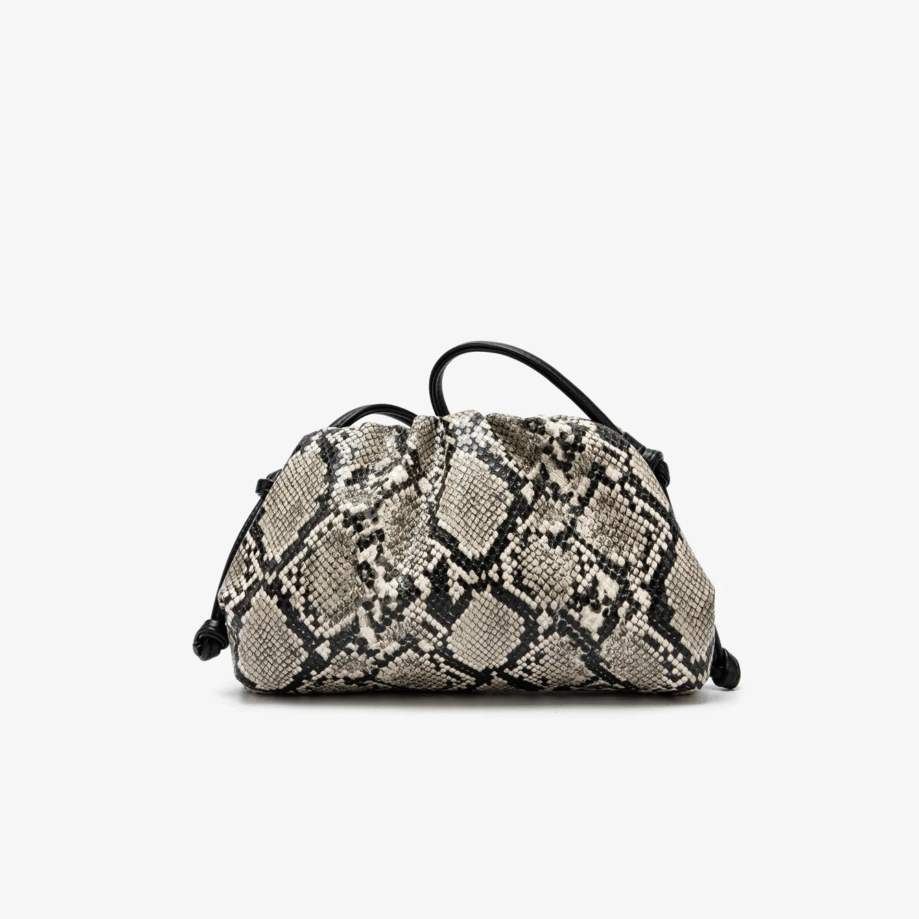 Ruched Snake Pattern Dumpling Shoulder Bag