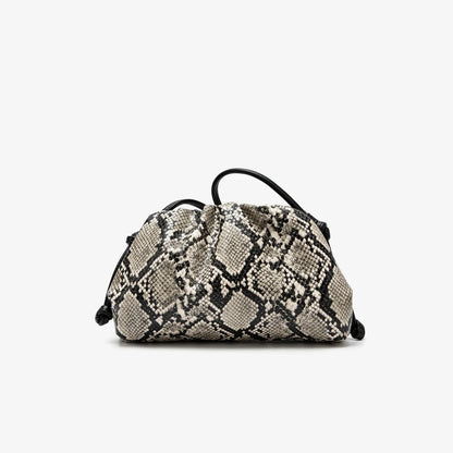Ruched Snake Pattern Dumpling Shoulder Bag
