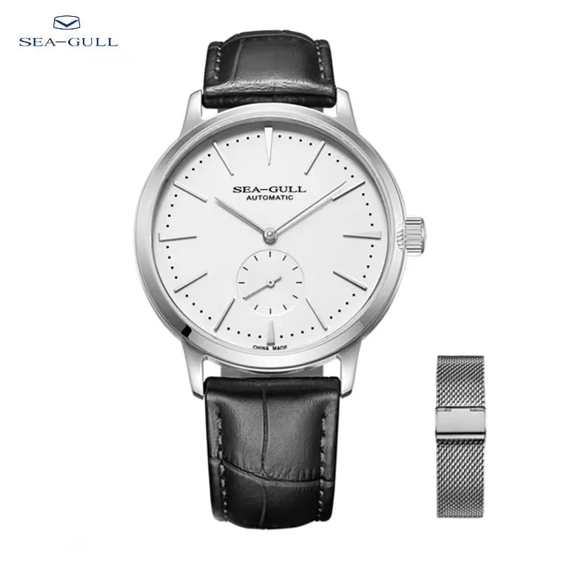 Seagull Men's Business Mechanical Watch – 50M Waterproof, Leather Strap, Valentine Gift