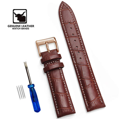 Premium Genuine Leather Watch Strap | 12–24mm, 9 Colors + Tool