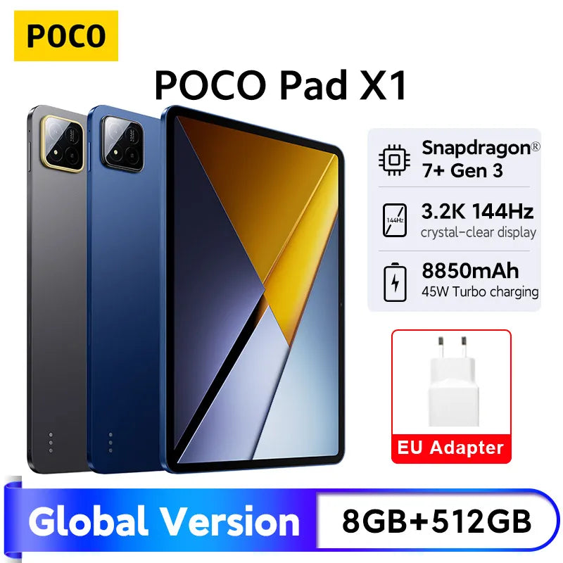 POCO Pad X1 Global – 11.2" 3.2K 144Hz, Snapdragon 7+ Gen 3, 8GB+512GB, 8850mAh, 45W